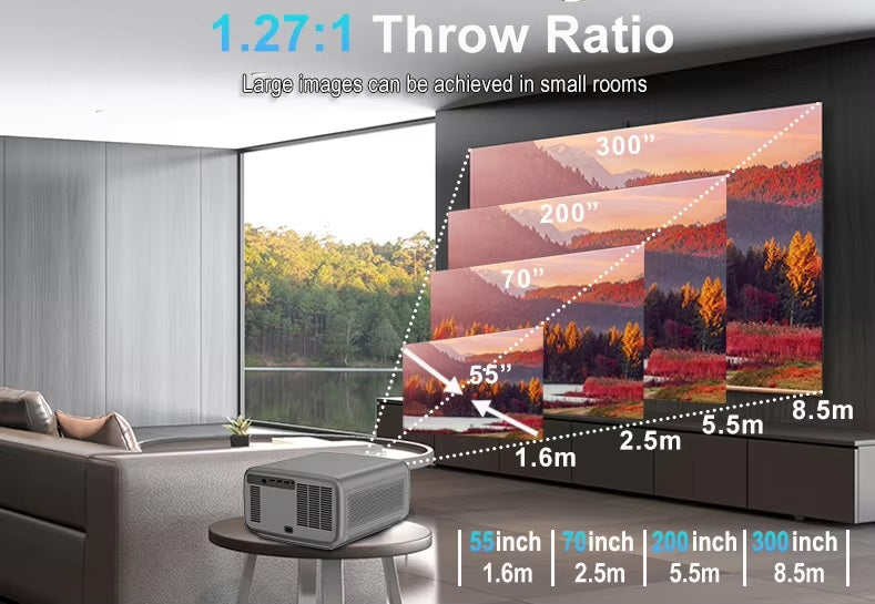 BORSSO Ultima Curve, Android 12 (4GB+128GB), Closed Engine, 4K HDR 10+, 4K Projector for Home, Ultra Bright 3000 ANSI, Full Automatic (OA + AF + TILT), HDMI ARC, BT 5.2, Dual-Band WiFi 6, 3D Support