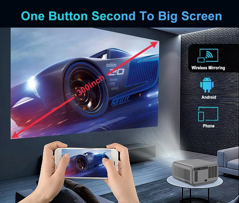 BORSSO Ultima Curve, Android 12 (4GB+128GB), Closed Engine, 4K HDR 10+, 4K Projector for Home, Ultra Bright 3000 ANSI, Full Automatic (OA + AF + TILT), HDMI ARC, BT 5.2, Dual-Band WiFi 6, 3D Support