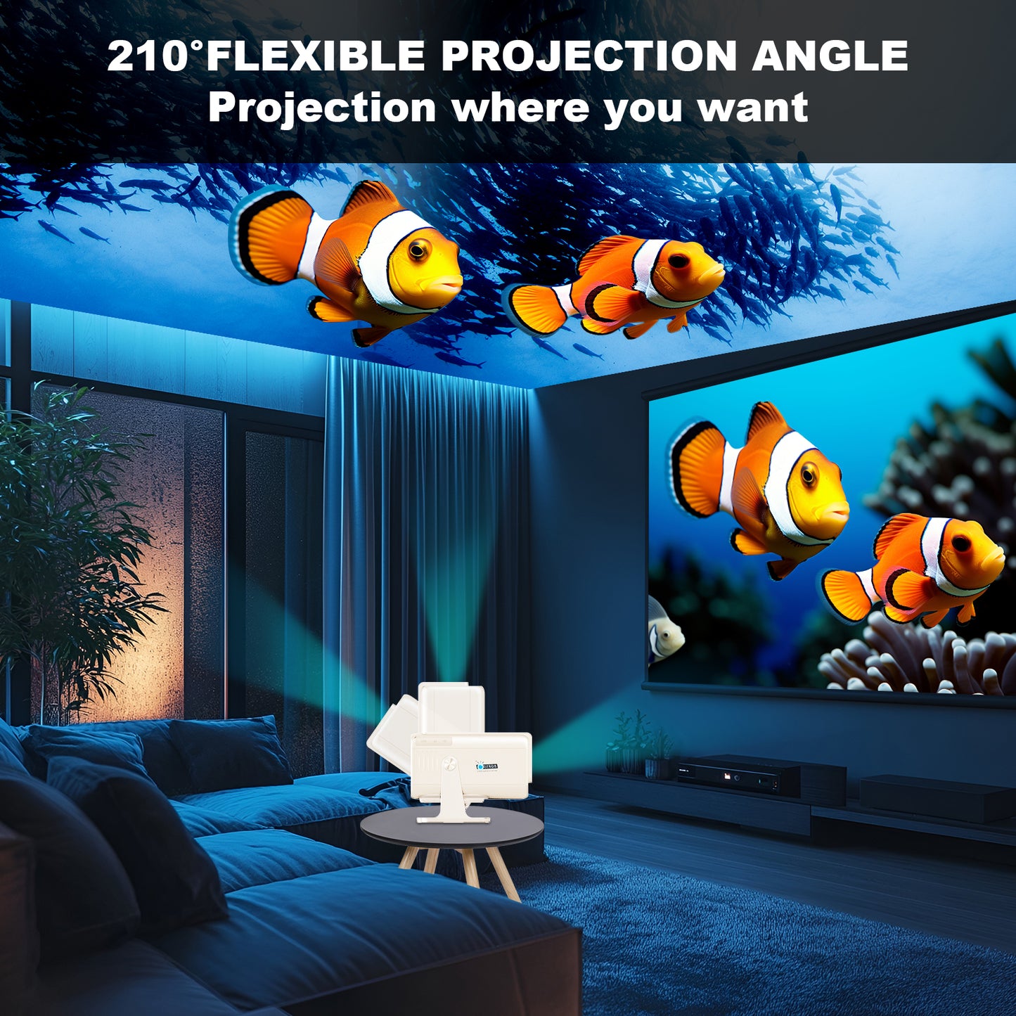 BORSSO Pixel GO PRO Native 1080P Android 13.0, Dual OS, Smart Projector, Voice Control, Full Auto (OA + AF+TILT), 6X Brighter, 4K HDR Support, Netflix, Prime etc, WiFi 6 & BT, HDMI ARC, 3D Support