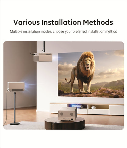 BORSSO ATOM 2.0, Native 4K (3840*2160) LTPS+ Display, 4000 ANSI, Certified GTV (Android 14) Projector 4K Ultra HD, Closed Optomechanics Engine, Fully Automatic, HDR10, HLG, MEMC, 12W×2 Stereo DSP Speakers, WiFi 6, 5.2 BT