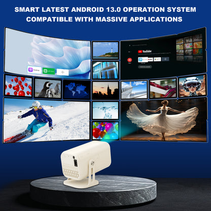 BORSSO Pixel GO PRO Native 1080P Android 13.0, Dual OS, Smart Projector, Voice Control, Full Auto (OA + AF+TILT), 6X Brighter, 4K HDR Support, Netflix, Prime etc, WiFi 6 & BT, HDMI ARC, 3D Support