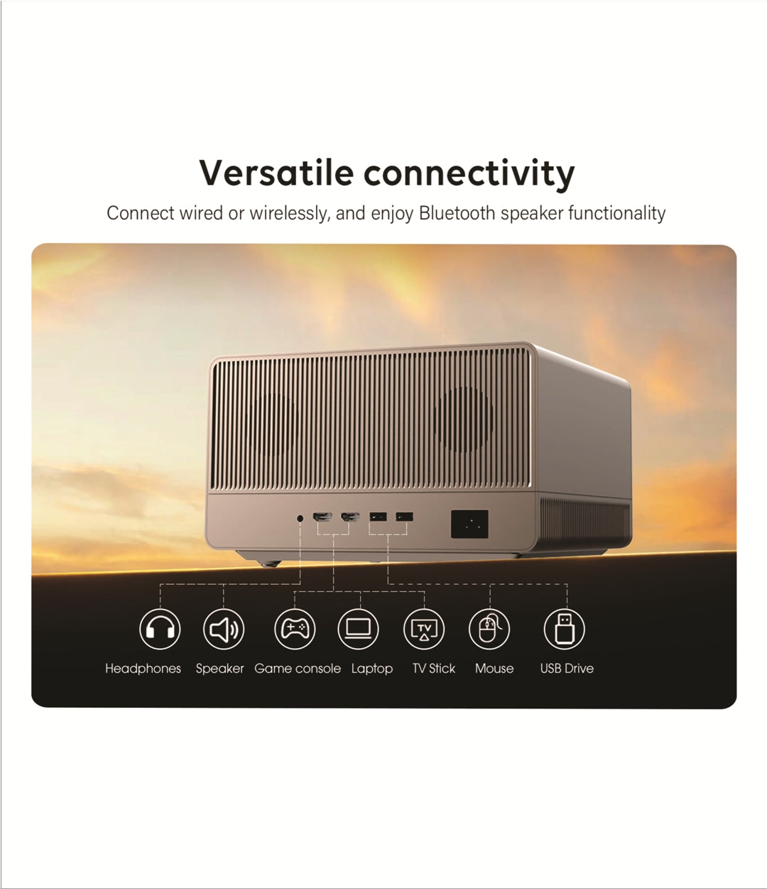 BORSSO ATOM 2.0, Native 4K (3840*2160) LTPS+ Display, 4000 ANSI, Certified GTV (Android 14) Projector 4K Ultra HD, Closed Optomechanics Engine, Fully Automatic, HDR10, HLG, MEMC, 12W×2 Stereo DSP Speakers, WiFi 6, 5.2 BT