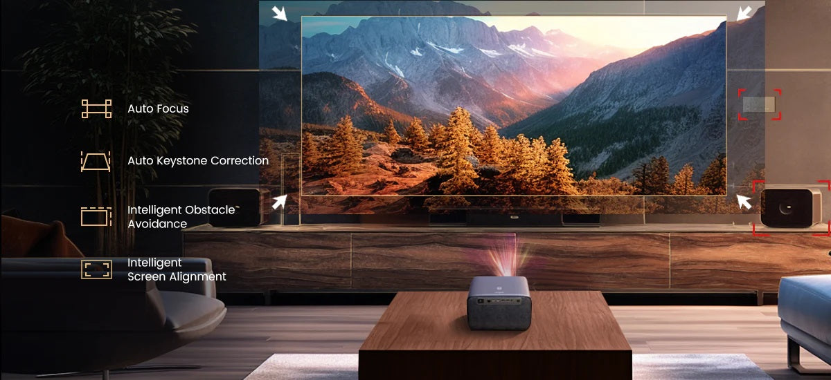 2024 BORSSO ATOM, Android 9, Native 4K IPS 3840*2160p 1600 ANSI, Short Throw Fully Auto Focus & Auto 4D Keystone, 4K HDR10+, HLG HDMI Signal Support, 30 W Surround Sound System, 5G WiFi & 5.1 BT