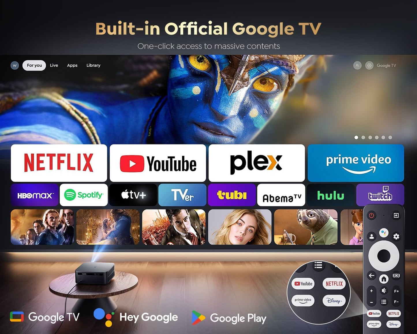 BORSSO BS40 AIR (GTV) Certified Android 11 (2 GB RAM) Native 1080P Fully Automatic, Semi Closed Engine 4K Projector for Home, Ultra Bright 2400 ANSI, HDMI ARC with Dolby Audio, BT 5.2, Dual Wi-Fi