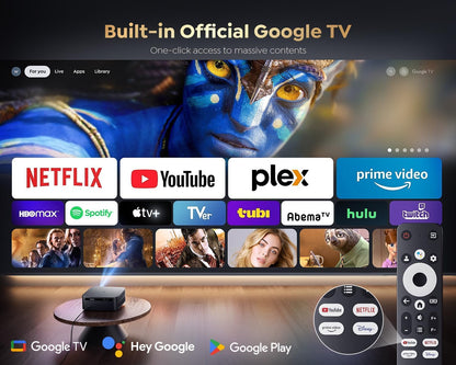 BORSSO BS40 AIR (GTV) Certified Android 11 (2 GB RAM) Native 1080P Fully Automatic, Semi Closed Engine 4K Projector for Home, Ultra Bright 2400 ANSI, HDMI ARC with Dolby Audio, BT 5.2, Dual Wi-Fi