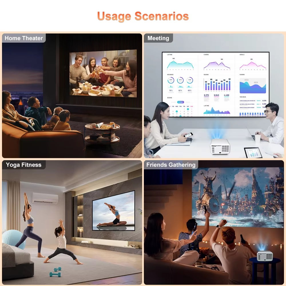 BORSSO Ultima Curve, Android 12 (4GB+128GB), Closed Engine, 4K HDR 10+, 4K Projector for Home, Ultra Bright 3000 ANSI, Full Automatic (OA + AF + TILT), HDMI ARC, BT 5.2, Dual-Band WiFi 6, 3D Support